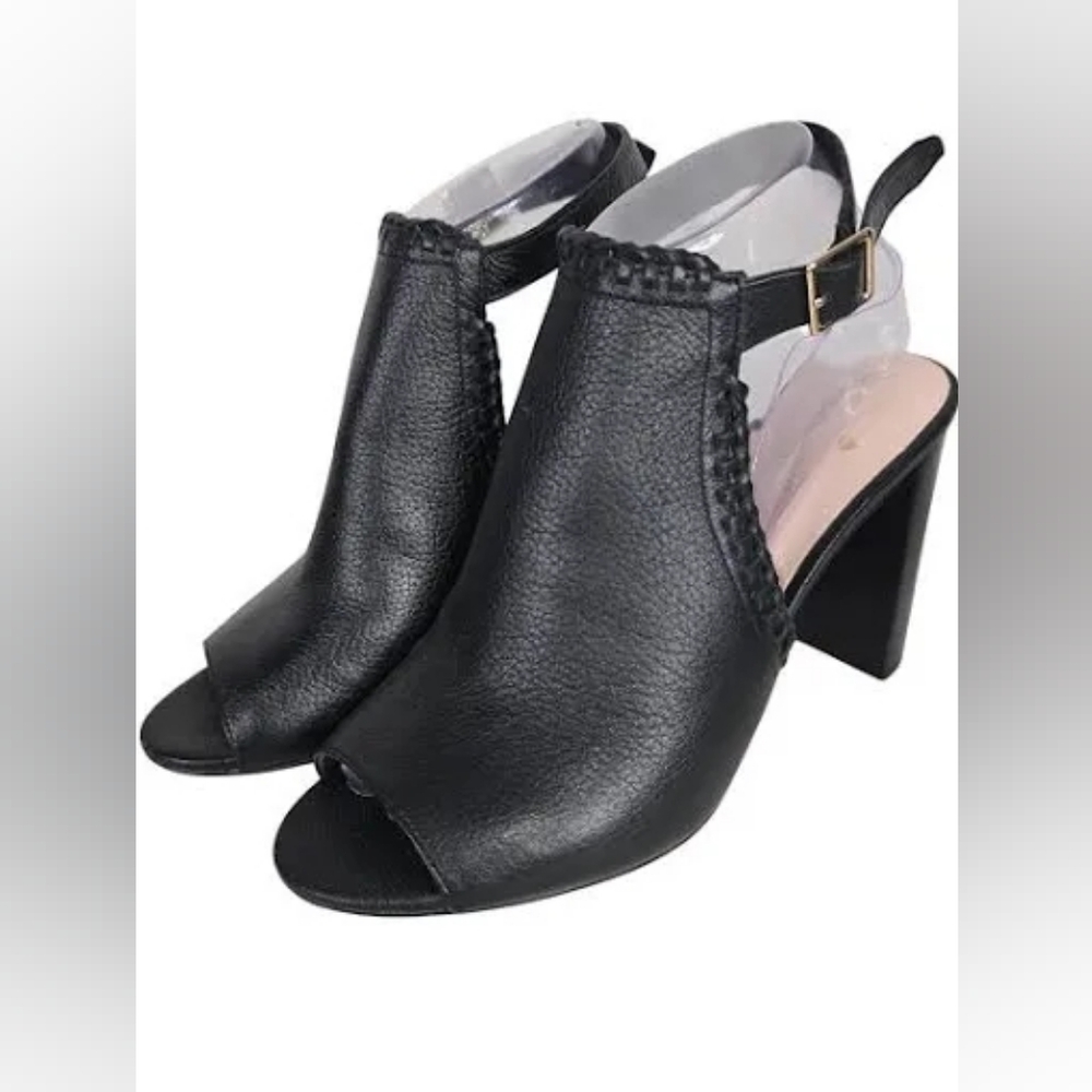 Kate Spade Orlene Black Leather Open-Toe Slingback Heels